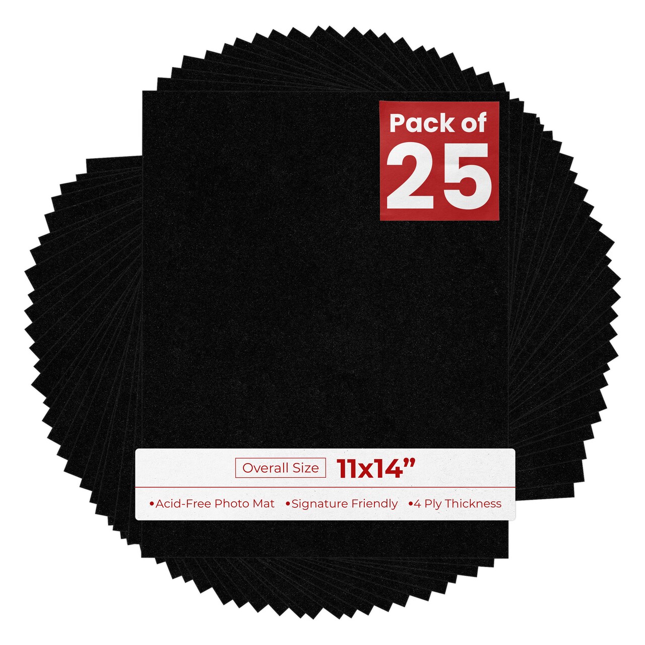 Black with Black Core 11x14 Uncut Mat Board - Blank Sheets, No Opening